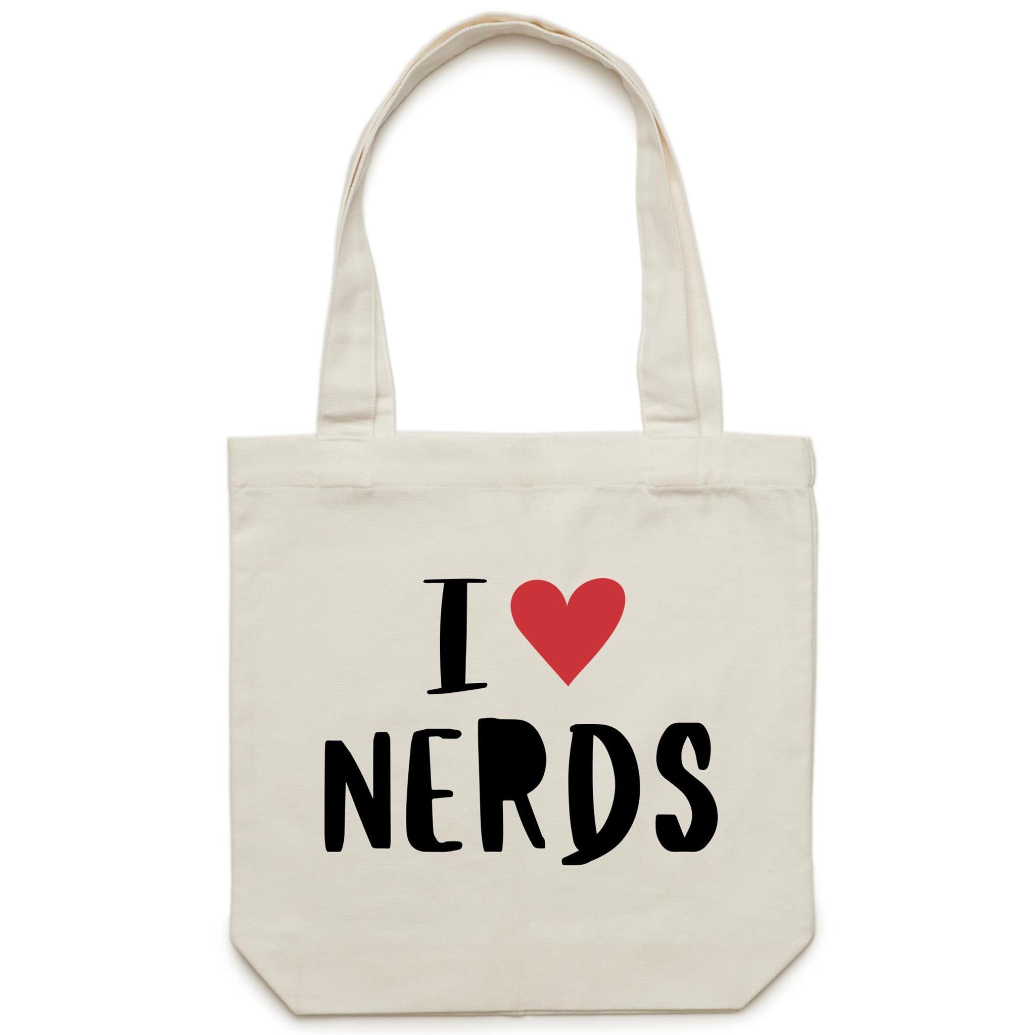 I Love Nerds, Red Heart - Canvas Tote Bag Default Title Tote Bag Printed In Australia