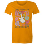 Sorry I'm Late, I Was Dilly Dallying - Womens T-shirt Orange Womens T-shirt animal Printed In Australia