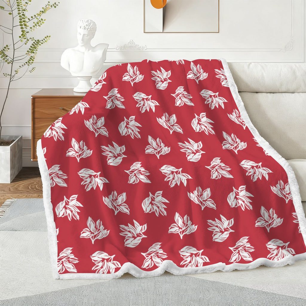 Red Retro Foliage - Double-Layer Fleece Blanket 51"x59"
