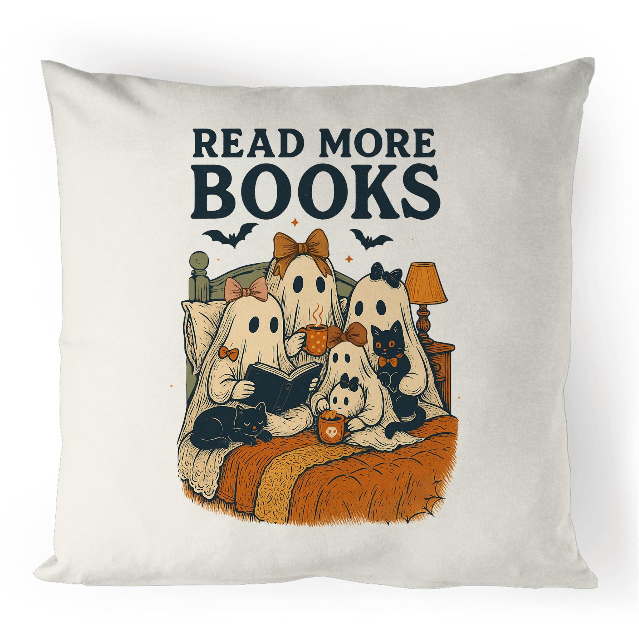 Read More Books, Ghosts - 100% Linen Cushion Cover Default Title Linen Cushion Covers Halloween Printed In Australia Reading