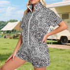 Black And White Women's Windbreaker Short Set Women's Windbreaker Short Set Printed Offshore