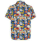 Comic Book Blue Women's Short-Sleeve Button Up Shirt Women's Short-Sleeve Button Up Shirt comic Printed Offshore