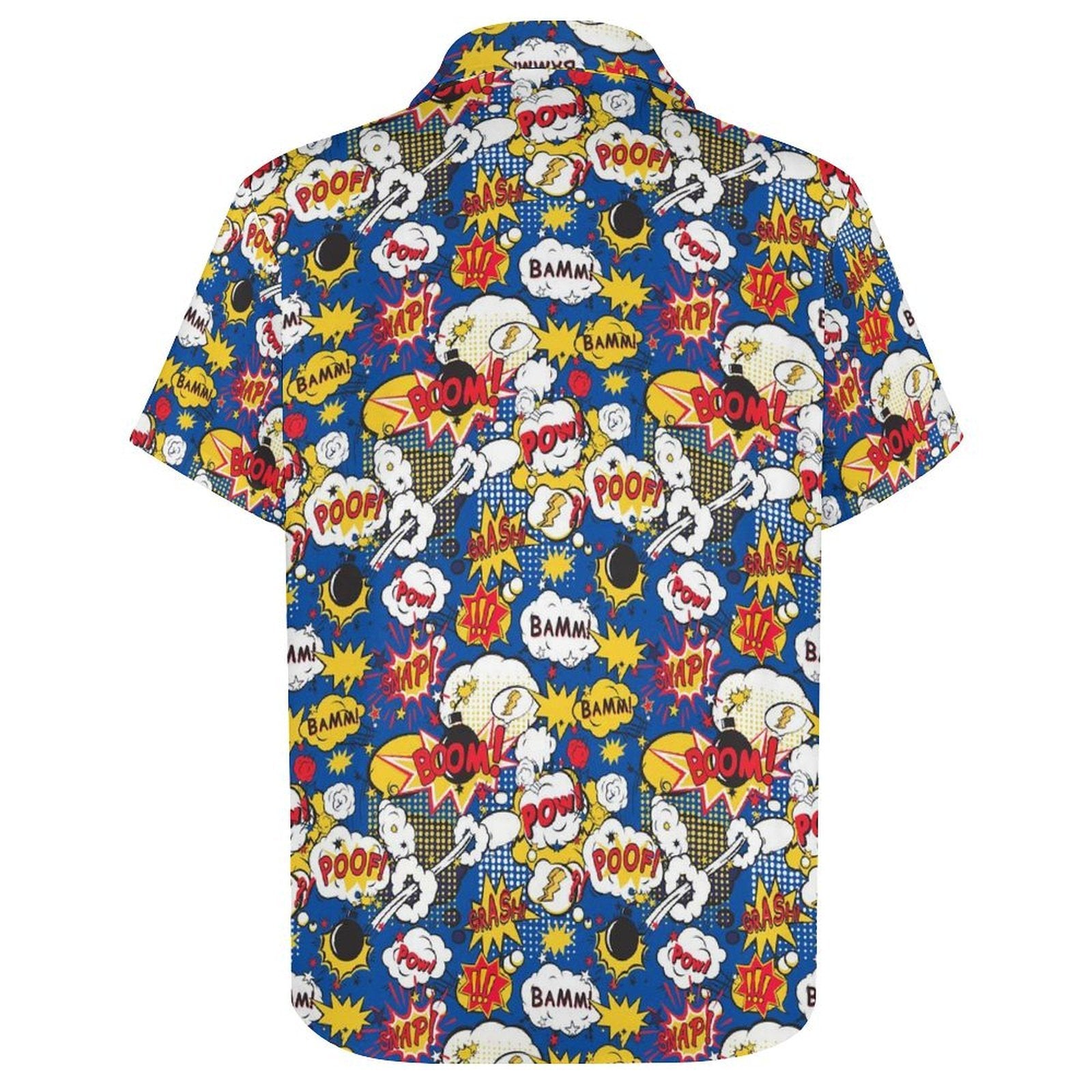 Comic Book Blue Women's Short-Sleeve Button Up Shirt Women's Short-Sleeve Button Up Shirt comic Printed Offshore