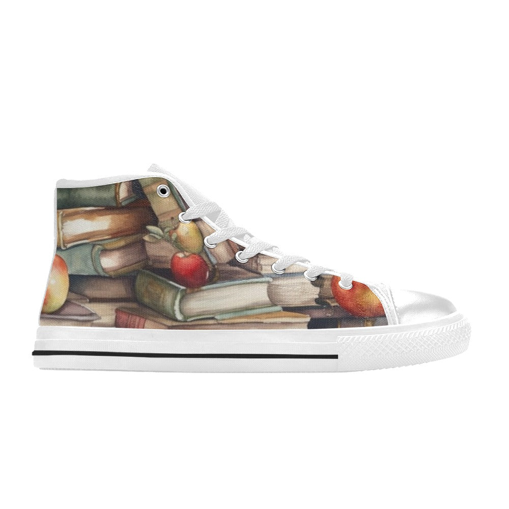 Watercolour Books - Kids High Top Canvas Shoes