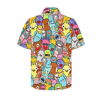 Happy Monsters Men's Short Sleeve Hawaiian Shirt Men's Hawaiian Shirt (New) Printed Offshore Sci Fi