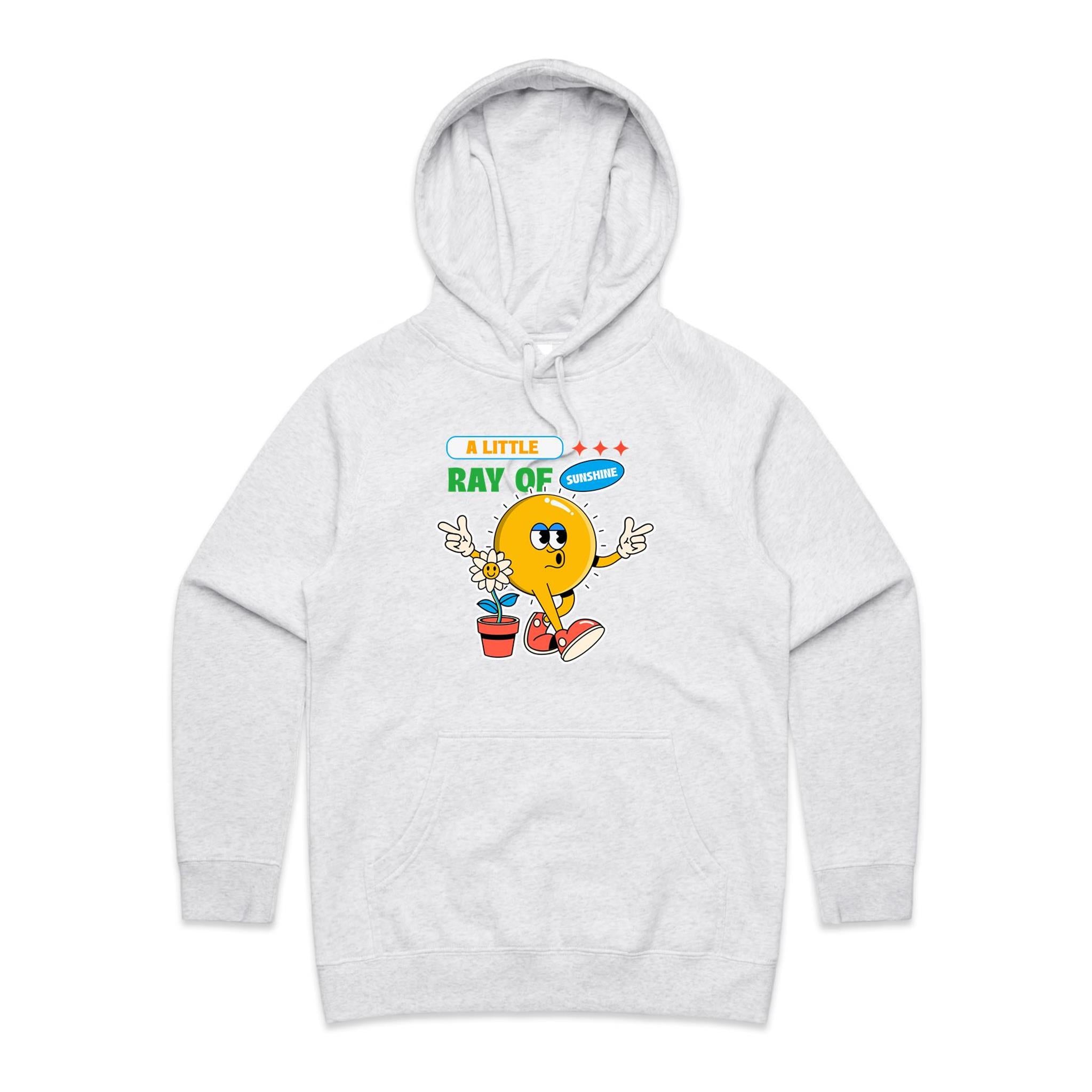A Little Ray Of Sunshine - Womens Hoodie White Marle Womens Hoodie Positivity Printed In Australia