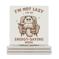 Cat Energy Saving Mode Ceramic Coasters (Square) white Ceramic Coasters animal Printed Offshore