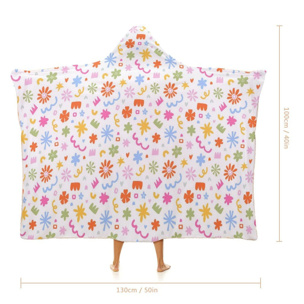 Abstract Colourful Shapes Kids Hooded Blanket 100cm x 130cm Kids Hooded Blanket Printed Offshore