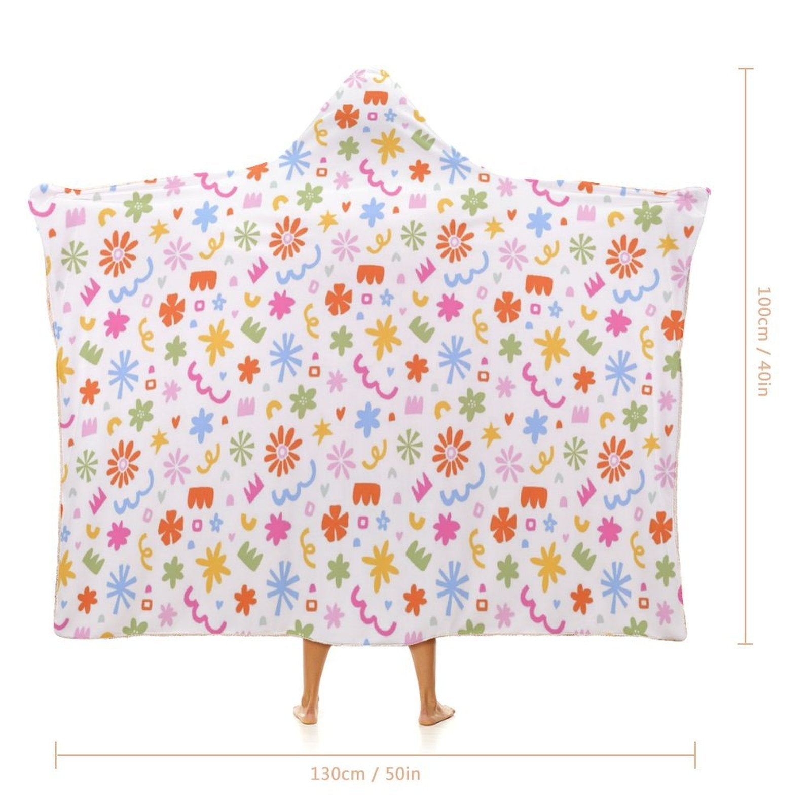 Abstract Colourful Shapes Kids Hooded Blanket 100cm x 130cm Kids Hooded Blanket Printed Offshore