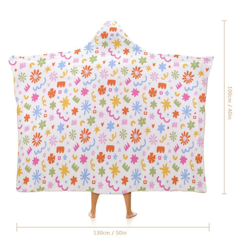 Abstract Colourful Shapes Kids Hooded Blanket 100cm x 130cm Kids Hooded Blanket Printed Offshore