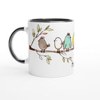 Birds On A Branch - White 11oz Ceramic Mug with Colour Inside Ceramic Black Colour 11oz Mug animal Globally Fulfilled