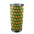 Yellow Flowers On Green 20oz Mobile Tumbler with Lid (Black Lock) One Size 20oz Travel Mug Plants Printed Offshore