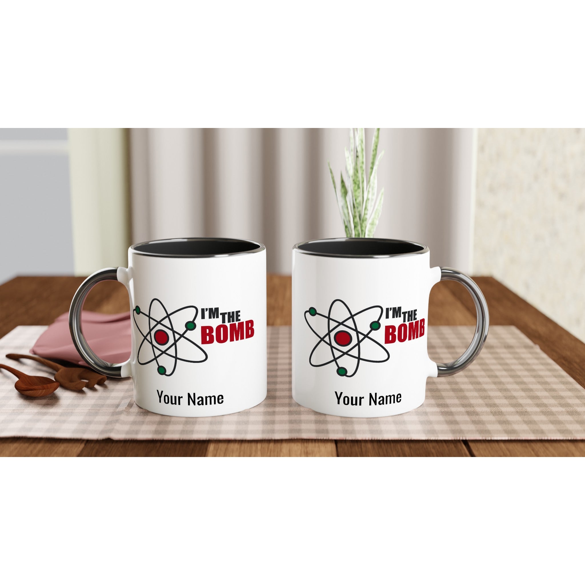Personalised Mug - I'm The Bomb, Atom - White 11oz Ceramic Mug with Colour Inside Personalised 11oz Mug customise Globally Fulfilled Name Personalise Science