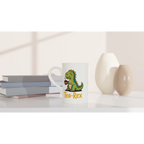 Personalised Tea-Rex, Tea Drinking Dinosaur White 10oz Porcelain Slim Mug Personalised Porcelain Mug animal Globally Fulfilled Tea