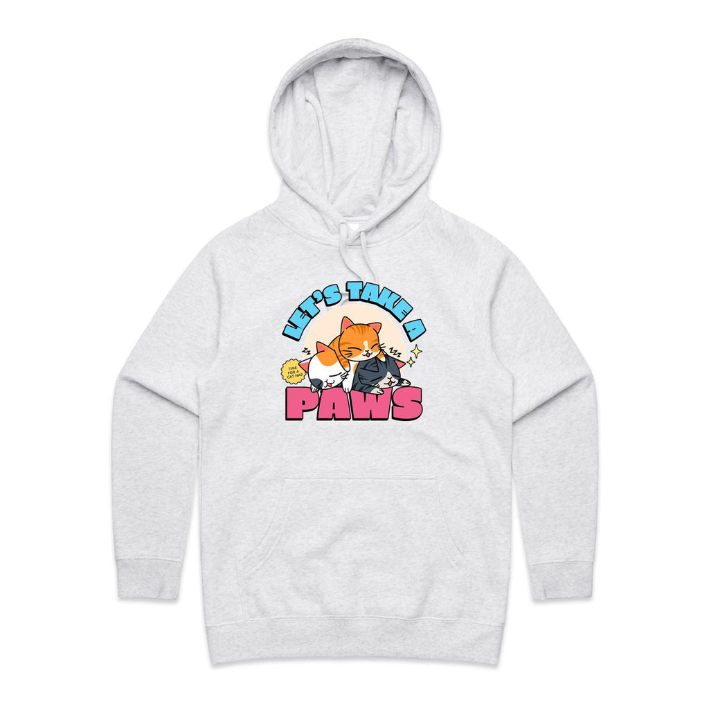 Let's Take A Paws, Kittens - Womens Hoodie White Marle Womens Hoodie animal Printed In Australia