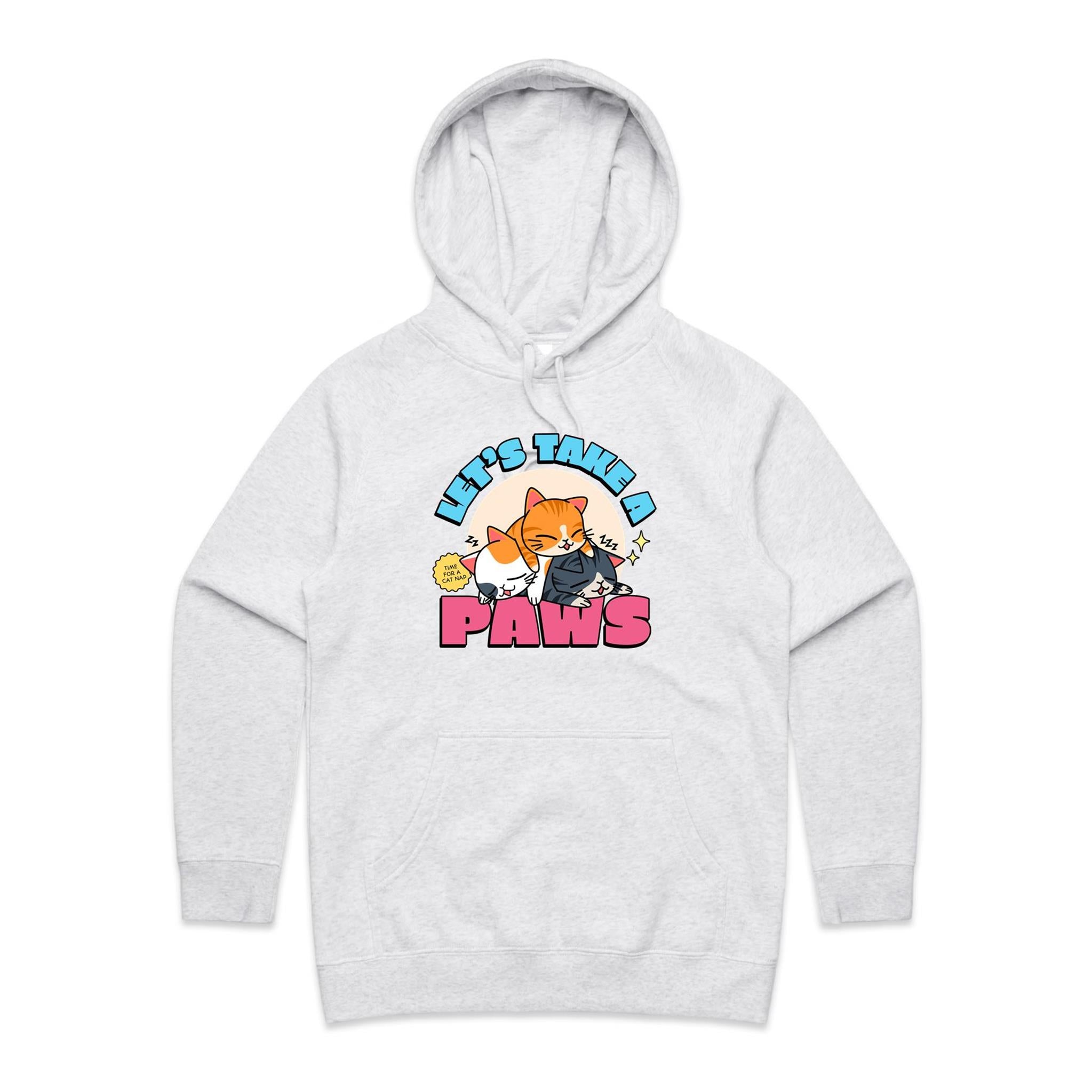 Let's Take A Paws, Kittens - Womens Hoodie White Marle Womens Hoodie animal Printed In Australia