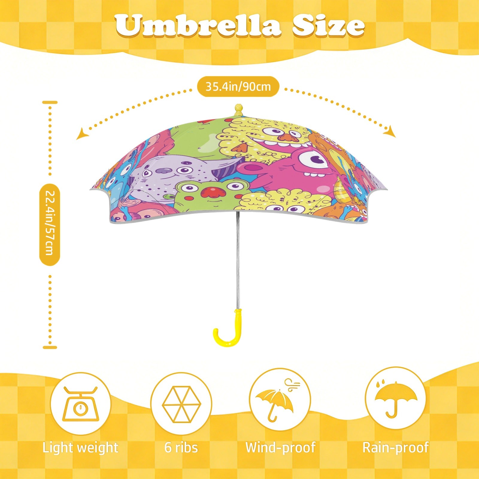 Cute Cartoon Monsters Kids Safe Round Corner Umbrella Kids Safe Round Corner Umbrella Printed Offshore Sci Fi