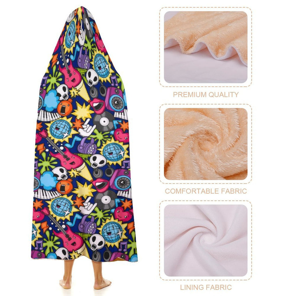 Sticker Music Kids Hooded Blanket 100cm x 130cm Kids Hooded Blanket Music Printed Offshore