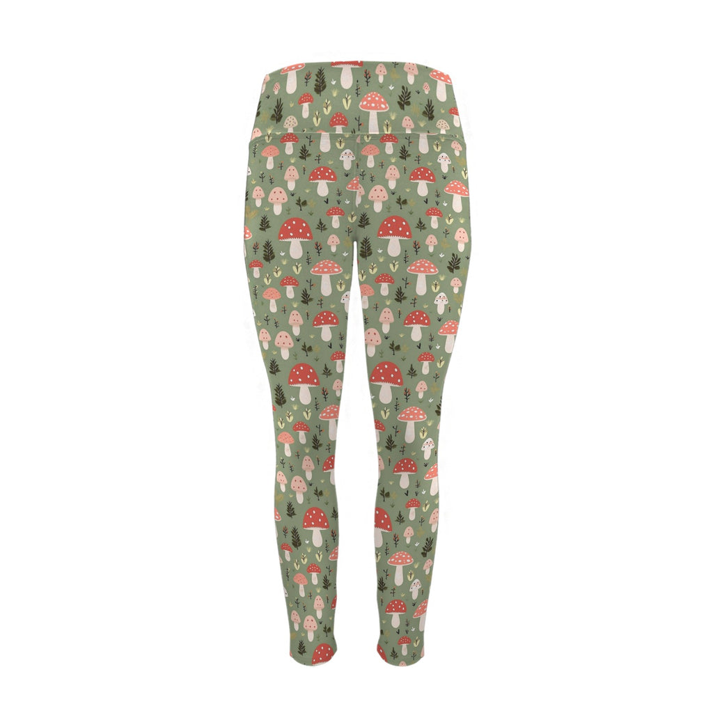 Mushroom Garden - Women's High Waist Pockets Yoga Leggings