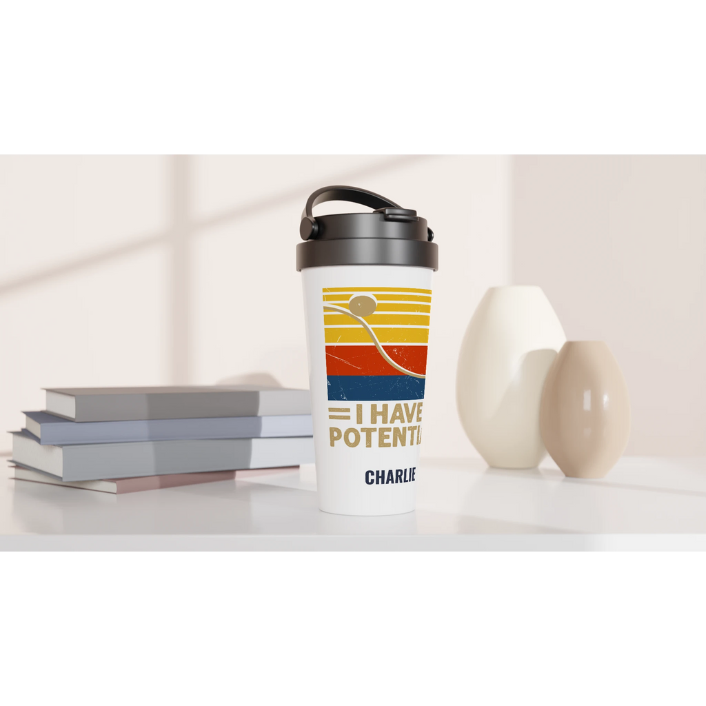 Personalised I Have Potential, Physics White 15oz Stainless Steel Travel Mug Personalised Travel Mug Globally Fulfilled Science
