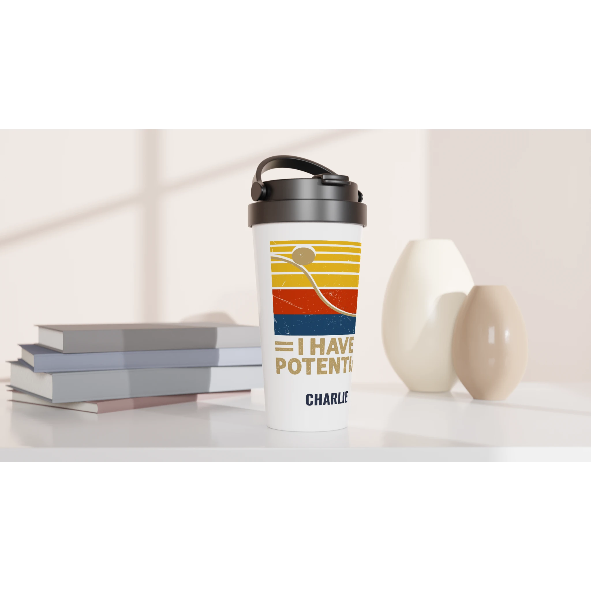 Personalised I Have Potential, Physics White 15oz Stainless Steel Travel Mug Personalised Travel Mug Globally Fulfilled Science