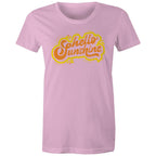 Hello Sunshine - Womens T-shirt Pink Womens T-shirt Printed In Australia Summer