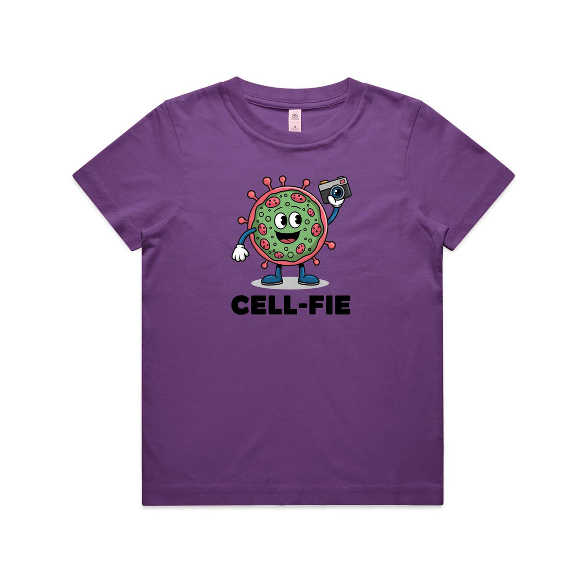 Cell-fie Cell Selfie Kids AS Colour T-shirt Purple Kids Youth T-shirt Printed In Australia Science