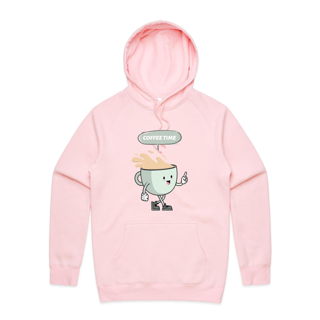 Coffee Time - Mens Hoodie Pink Mens Hoodie Coffee Printed In Australia