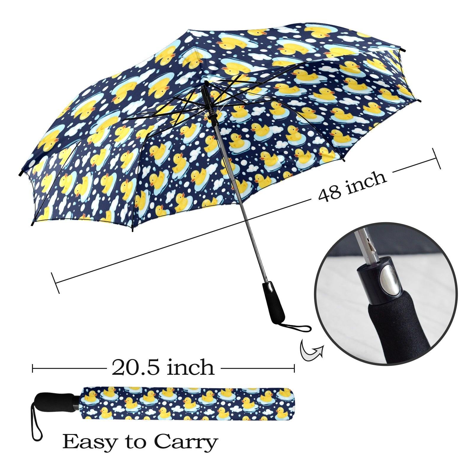 Rubber Ducks On Dark Umbrella