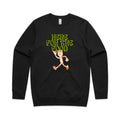 Here For The Food AS Colour Stencil Crew Sweatshirt Unisex Black Sweatshirt Food Printed In Australia