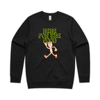 Here For The Food - AS Colour Stencil Crew Black Sweatshirt Food Printed In Australia