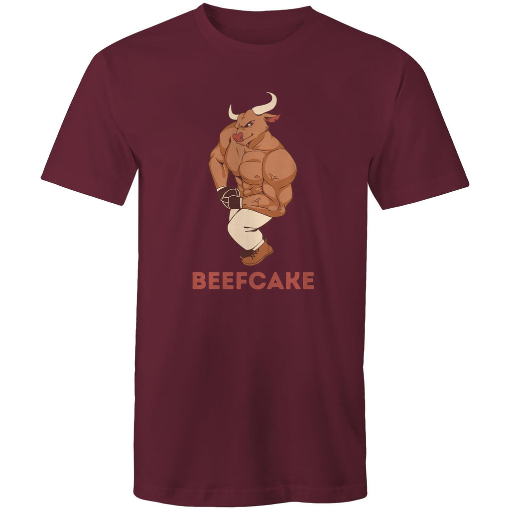 Beefcake - Mens T-Shirt Burgundy Mens T-shirt Fitness Printed In Australia