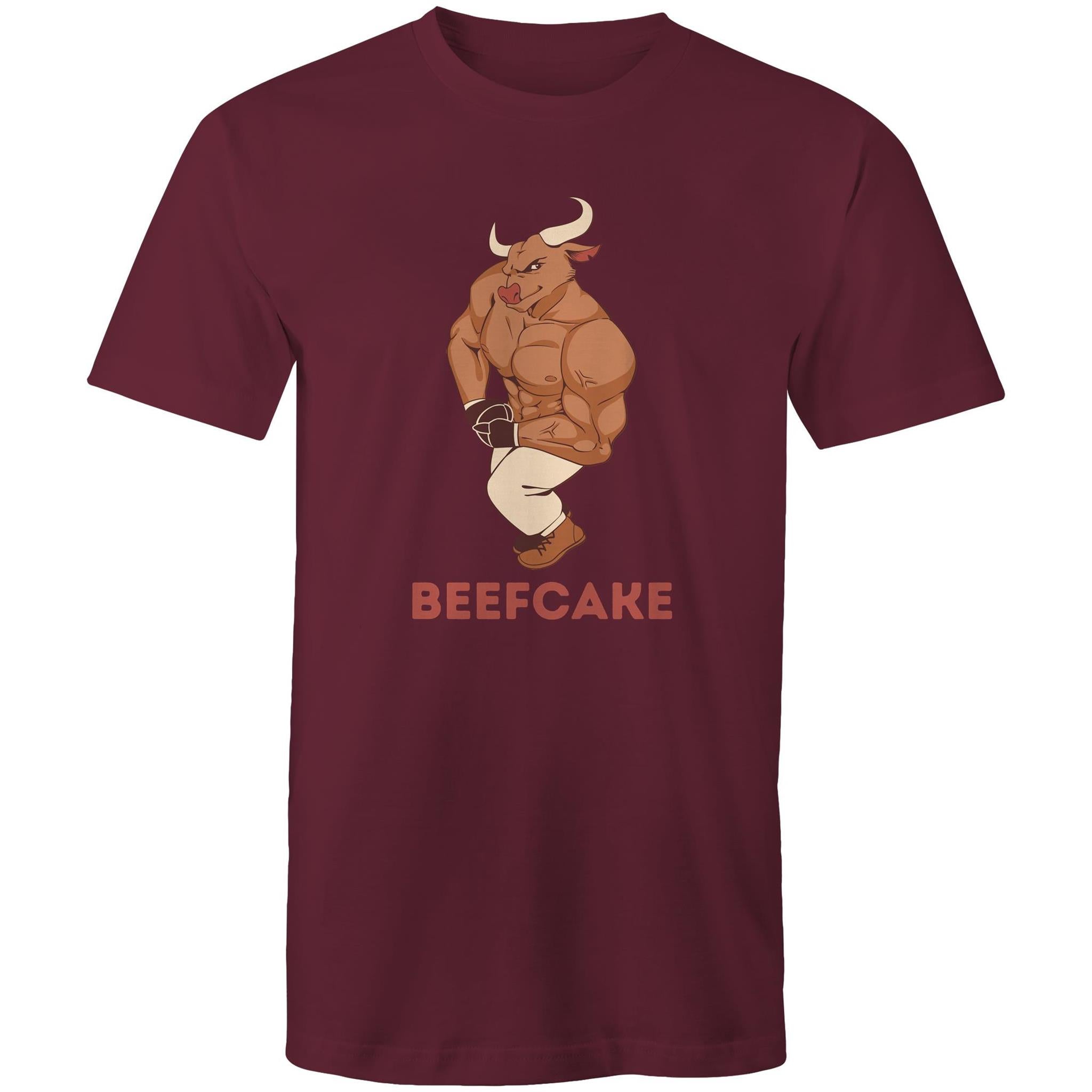 Beefcake - Mens T-Shirt Burgundy Mens T-shirt Fitness Printed In Australia
