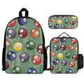 Pool Balls Three Piece Backpack Set white One size Three Piece Backpack Set Printed Offshore