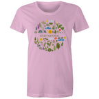 Stay Natural - Womens T-shirt Pink Womens T-shirt Plants Printed In Australia