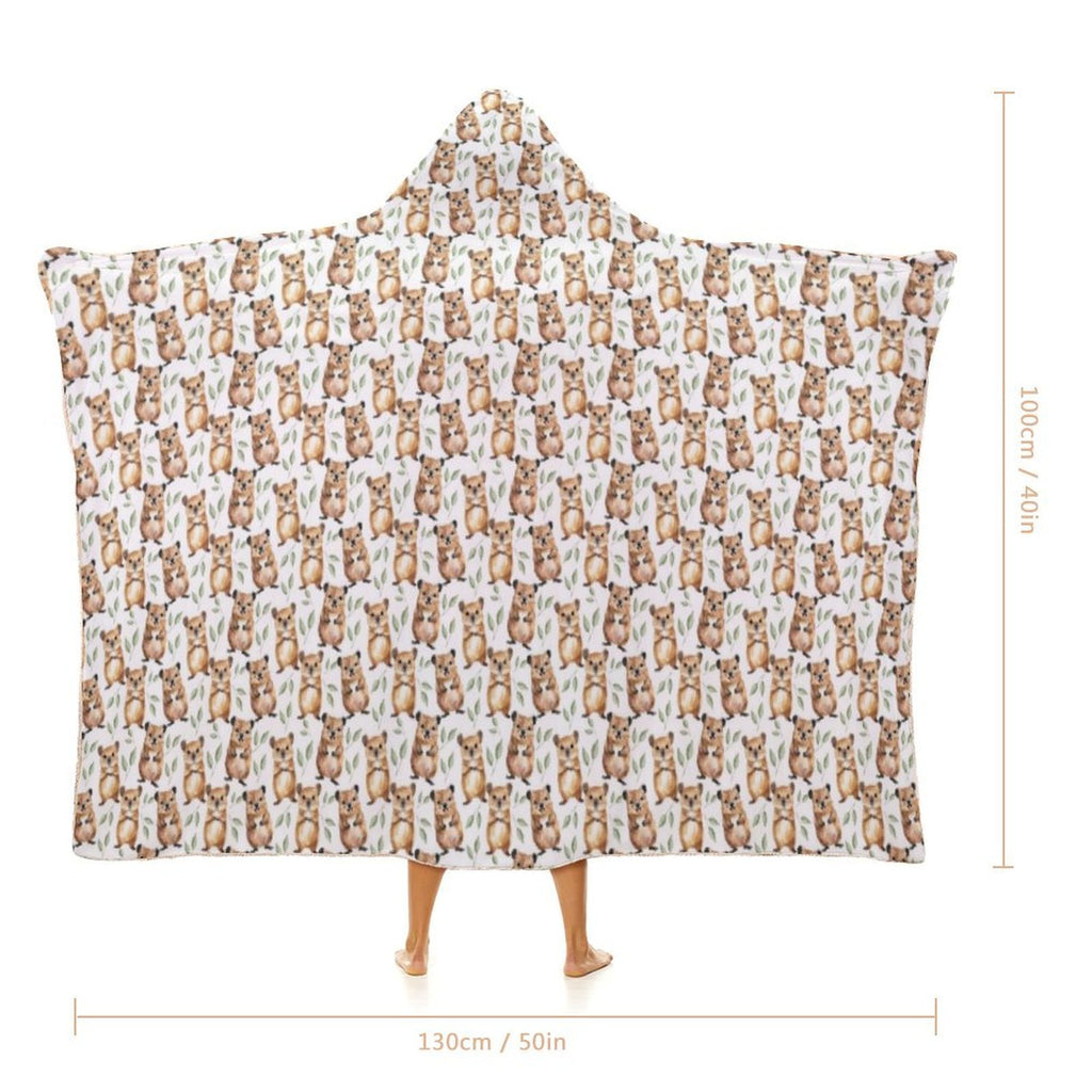 Quokkas Kids Hooded Blanket 100cm x 130cm