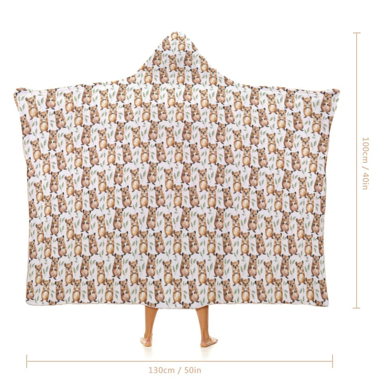 Quokkas Kids Hooded Blanket 100cm x 130cm