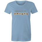 Scrabbling For Points - Womens T-shirt Carolina Blue Womens T-shirt Games Printed In Australia