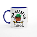 Personalised - Drummers - White 11oz Ceramic Mug with Colour Inside Ceramic Blue Personalised 11oz Mug customise Globally Fulfilled Music personalise Plants