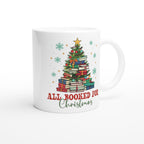 All Booked For Christmas - White 11oz Ceramic Mug Christmas Mug Christmas Globally Fulfilled