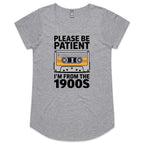 Please Be Patient, I'm From The 1900's Women's AS Colour Scoop Neck T-Shirt Grey Marle Womens Scoop Neck T-shirt Music Printed In Australia Retro