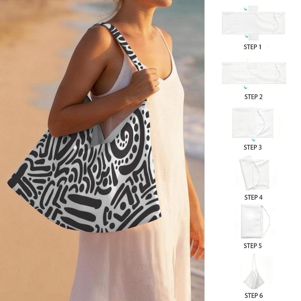 Black And White Beach Chair Towel Cover with Side Pockets