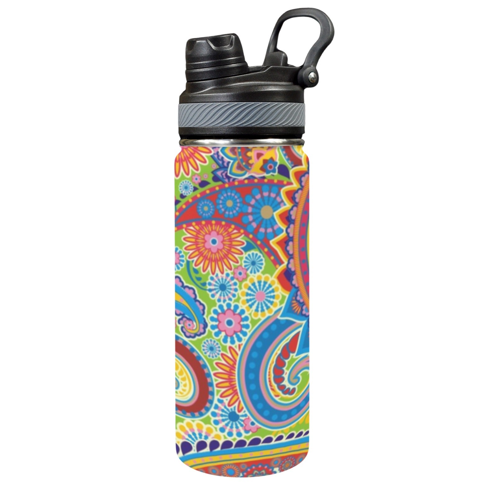 Bright Paisley - Insulated Water Bottle with Dual-Use Lid (18oz) One Size Insulated Water Bottle with Dual-Use Lid (18oz) Printed Offshore