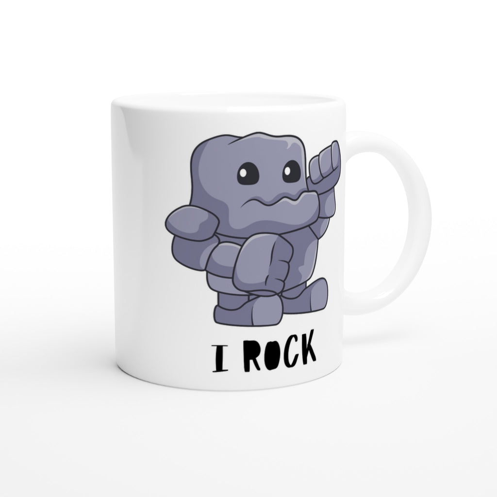 I Rock - White 11oz Ceramic Mug White 11oz Mug Globally Fulfilled Music