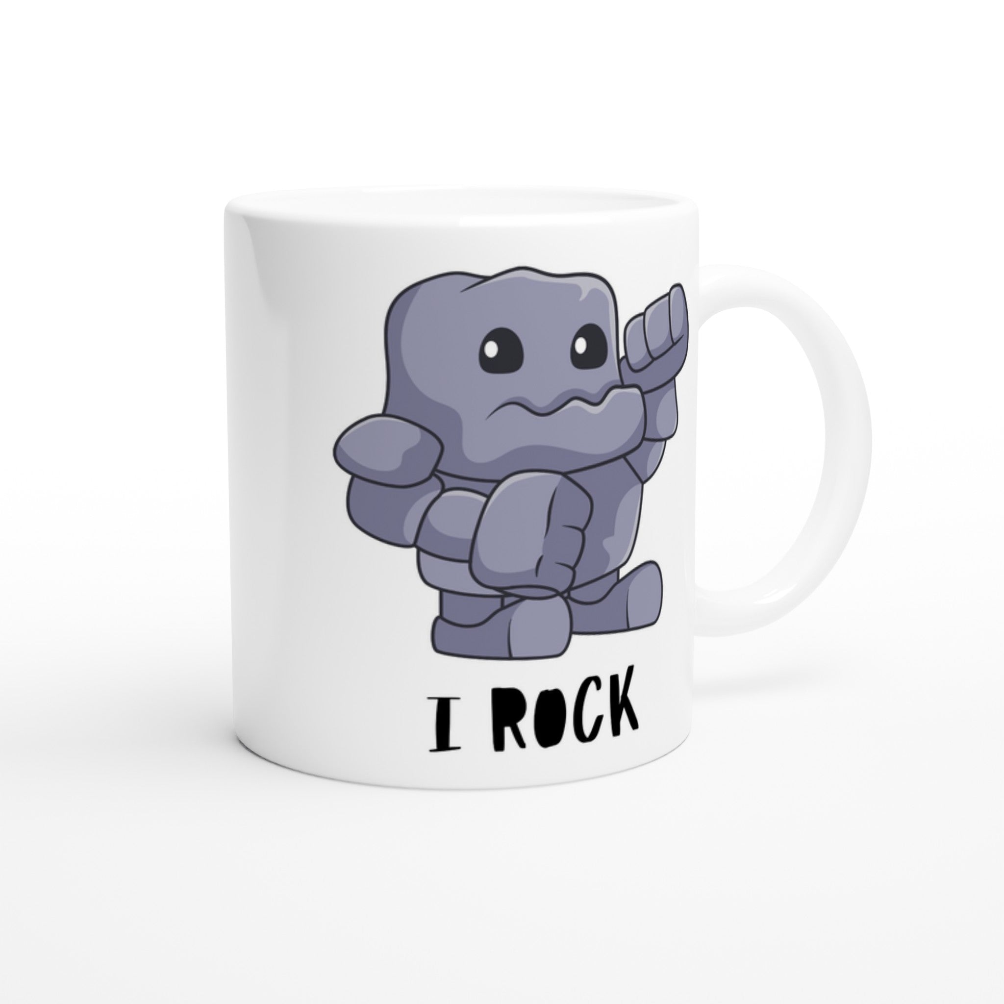 I Rock - White 11oz Ceramic Mug White 11oz Mug Globally Fulfilled Music