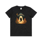 Black Cat Alien UFO Abduction Kids AS Colour T-shirt