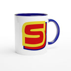 Personalised - Superhero Initial - White 11oz Ceramic Mug with Color Inside Personalised 11oz Mug customise Globally Fulfilled Name personalise