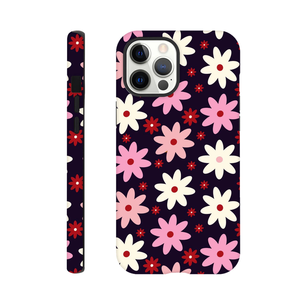Pink Daisies On Black - Apple iPhone Tough case iPhone 12 Pro Max iPhone Tough Case Globally Fulfilled Plants