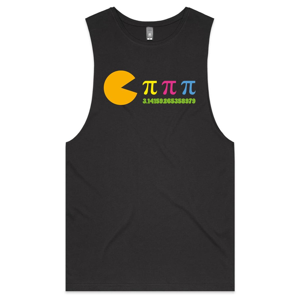 Hungry Pi - Mens Tank Top Tee Coal Drop Arm Tank Top Games Maths Printed In Australia