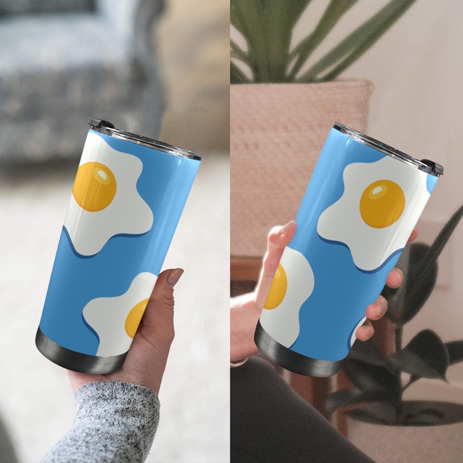 Fried Eggs - 20oz Mobile Tumbler with Lid (Black Lock) 20oz Travel Mug Food Printed Offshore